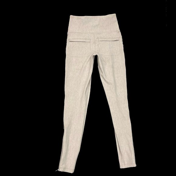 Athleta Delancey Textured moto tight Pant Legging Womens XXS Beige Zip Ankle - Picture 2 of 6